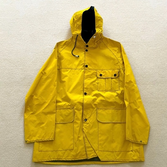 Yellow Waterproof Raincoat Jacket with Hood - Picture 2 of 5